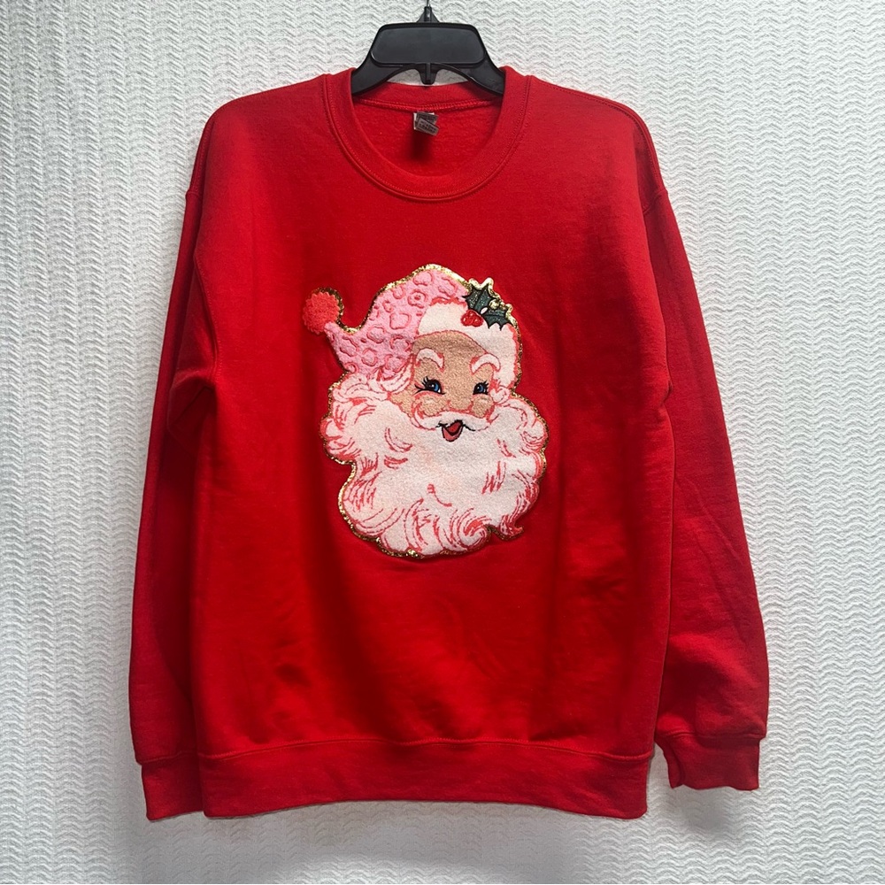 gildan / santa head vintage red sweatshirt size medium womens